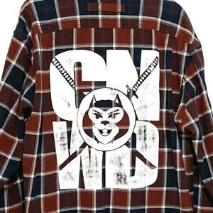 Graphic Plaid Lumberjack Shirt Mens XL Streetwear‎ Gorpcore Grunge Skate Chicano